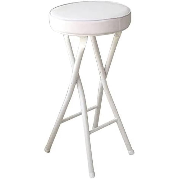 Home Folding Stool, Heavy Duty Folding bar Stool Collapsible Padded Round Stool with 300 Pound Capacity ( : White, Size : 24in) 1$$Furniture