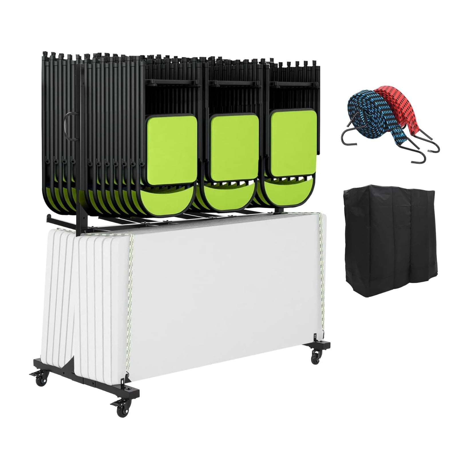 Home Folding Table and Chair Cart, Folding Chair Strorage Rack with ...