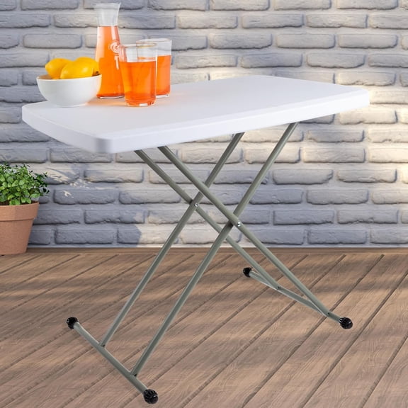 Home Folding Table - Lightweight Portable Folding Desk - Small Plastic Table for Camping, Playing Cards, and Crafting (White)