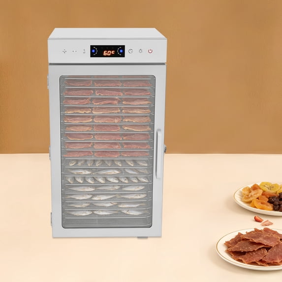 Home Food Dehydrator Adjustable 86-194 Fahrenheit with 18 Stainless Steel Trays for Beef Jerky, Meat, Vegetables, and Fruits Foods (Silver)