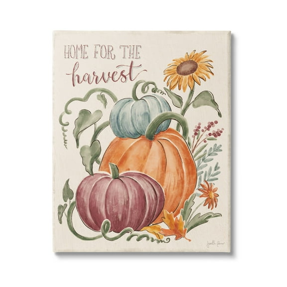 Home For Harvest Cozy Autumnal Plants Botanical Flowers Botanical & Floral Painting Gallery-Wrapped Canvas Print Wall Art