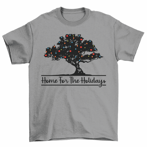 Home For The Holidays T-Shirt Christmas Tree Lights Xmas Gift Tee