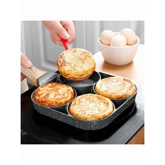 Home Four Hole Frying Pan, Flat Bottomed Non Stick Egg Dumpling Pot, Breakfast Egg Burger Frying Pan, Gift Pot