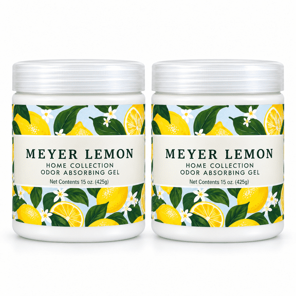 Home Fragrance Odor Absorbing Gel - Air Freshener Absorbs and Eliminates Odors in Bathrooms, Cars, Boats, RVs - Made with Essential Oils - Meyer Lemon (Pack of 2)