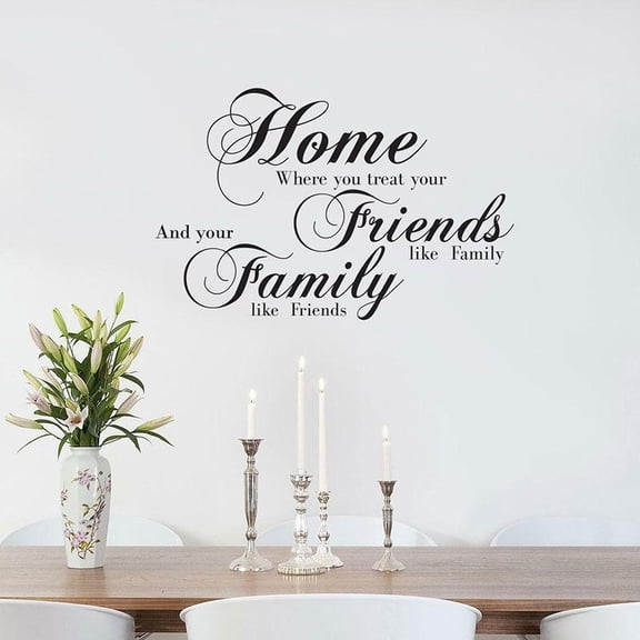 Home Friends Family WALL STICKER Lettering Words Decor Art Quote Phrase For Lixing Room Waterproof Home Decoration 88x57cm