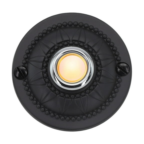 Home Front Door Replacement Round Iron Doorbell Push Button Wired Lighted Smile Home