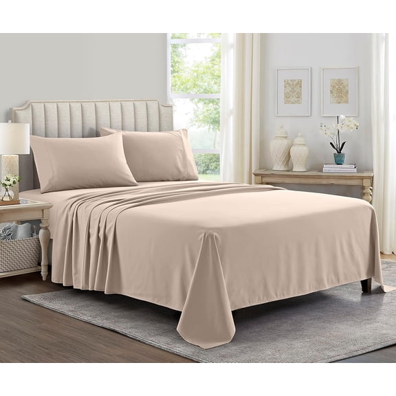 Home - Full Size Bed Sheet Set - Luxurious Feeling - 2000 - Breathable & Cooling Sheets- Deep Pockets fit up to 16'' - Wrinkle Free - Supreme Collection - Taupe, Full