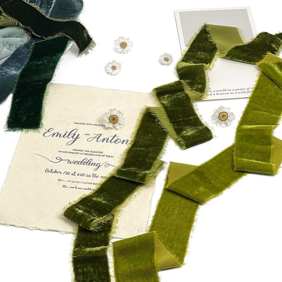 Home Furnishing Decoration Bridal Bouquet Wedding Vintage Velvet Ribbon Raw Edge Frayed Ribbon Silk Velvet Ribbon Chirtsmas Tree Ribbon