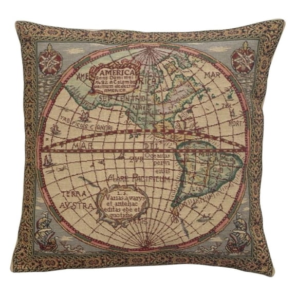 Home Furnishings Decorative Couch Pillow Cover 16x16 in, West Map Sofa Throw Pillow Cover for Cozy Living Room Decor, French Square Tapestry Bed Cushion Cases, Soft Cotton Jacquard Woven