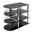 thumbnail image 1 of Home Furniture Bourbon Liquor Bar Tempered Glass Rack Table - Black, 1 of 7