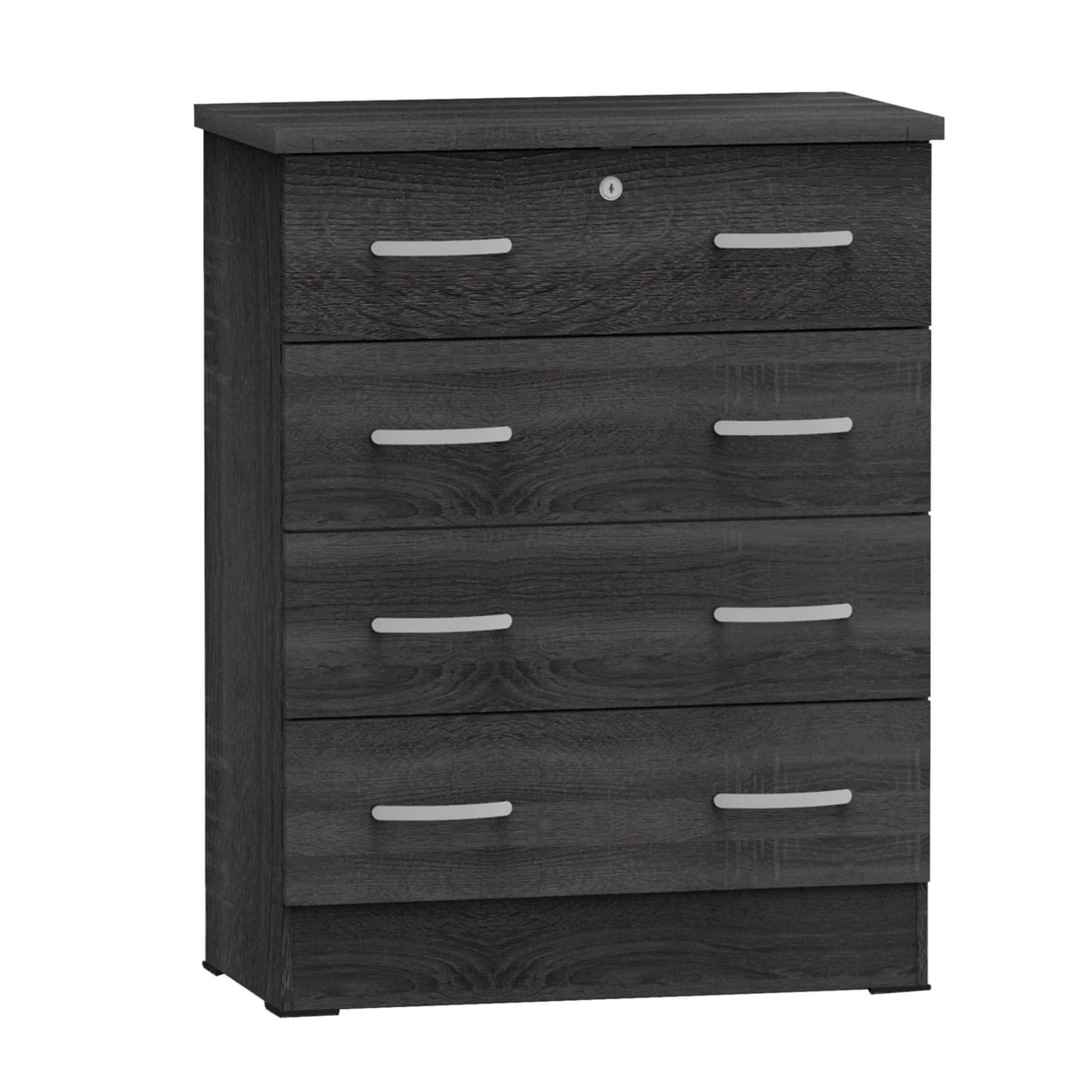 Home Furniture Cindy 4 Drawer Chest Wooden Dresser with Lock - Black