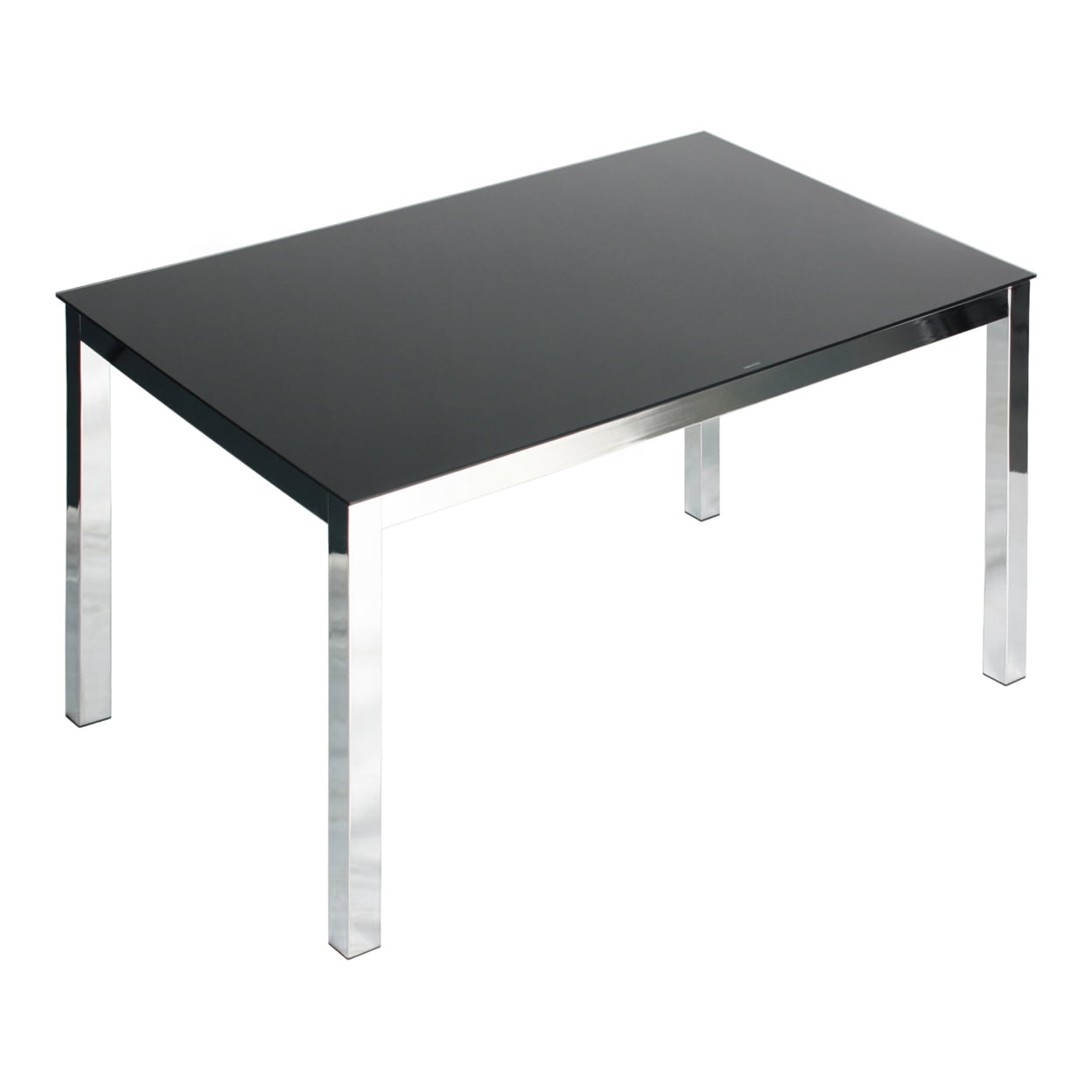 Home Furniture Elliott Chrome Metal Frame Black Tempered Glass Table