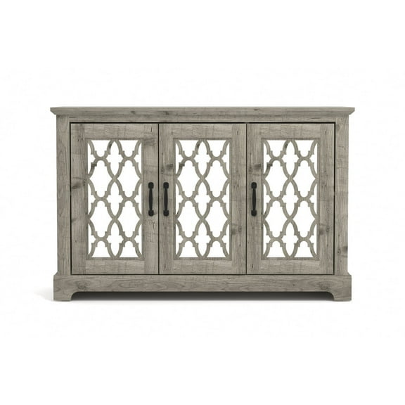 GALANO Heron 3-Door Wide Sideboard – Mexican Grey, Storage Cabinet for Living Room or Dining Room