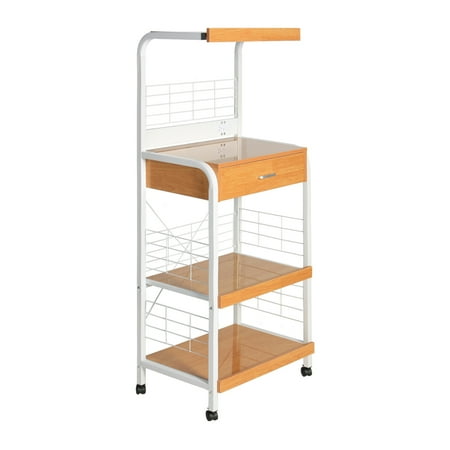Home Furniture Kristi Metal Frame Microwave Stand with Storage - White