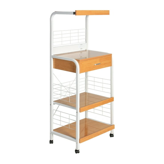 Home Furniture Kristi Metal Frame Microwave Stand with Storage - White