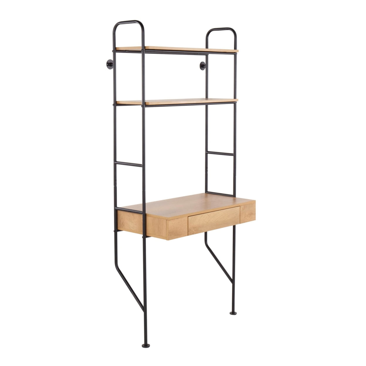 Home Furniture Lean Industrial Desk In Black Painted Steel, Wood And Brown