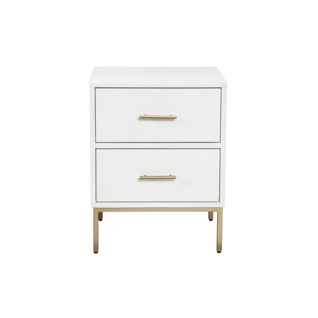 Madelyn Contemporary White & Gold Mahogany 2-Drawer Nightstand