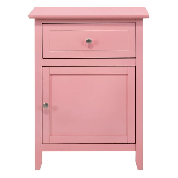 Home Furniture Modern Lzzy 1-Drawer Pink Nightstand (25"H X 15"W X 19"D)