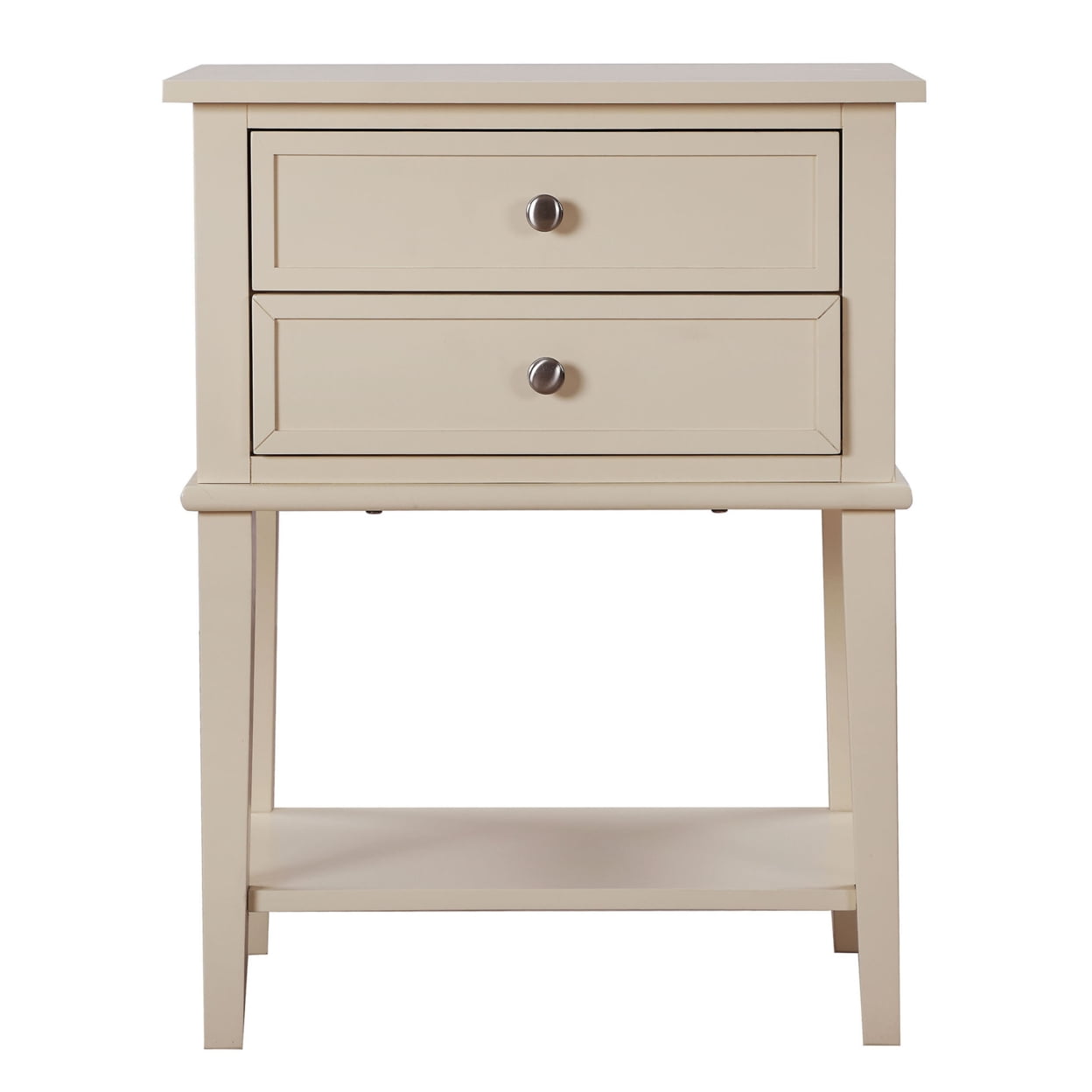 Newton Beige 2-Drawer Solid Wood Nightstand with Open Shelf