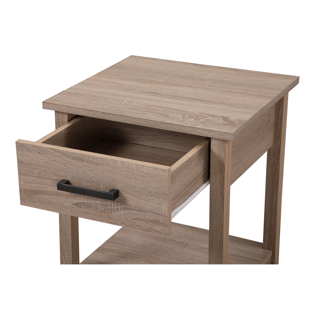 Salem Sandle Wood Modern Nightstand with Open Shelf and Drawer
