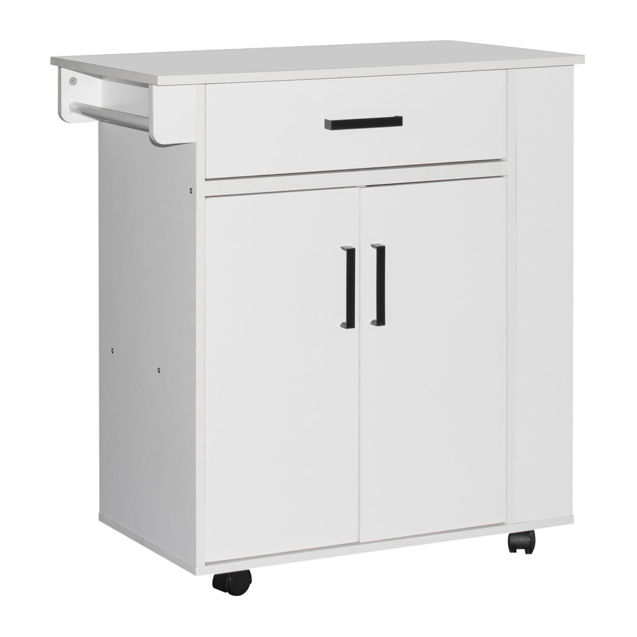 Home Furniture Shelby Rolling Kitchen Cart with Storage Cabinet - White ...