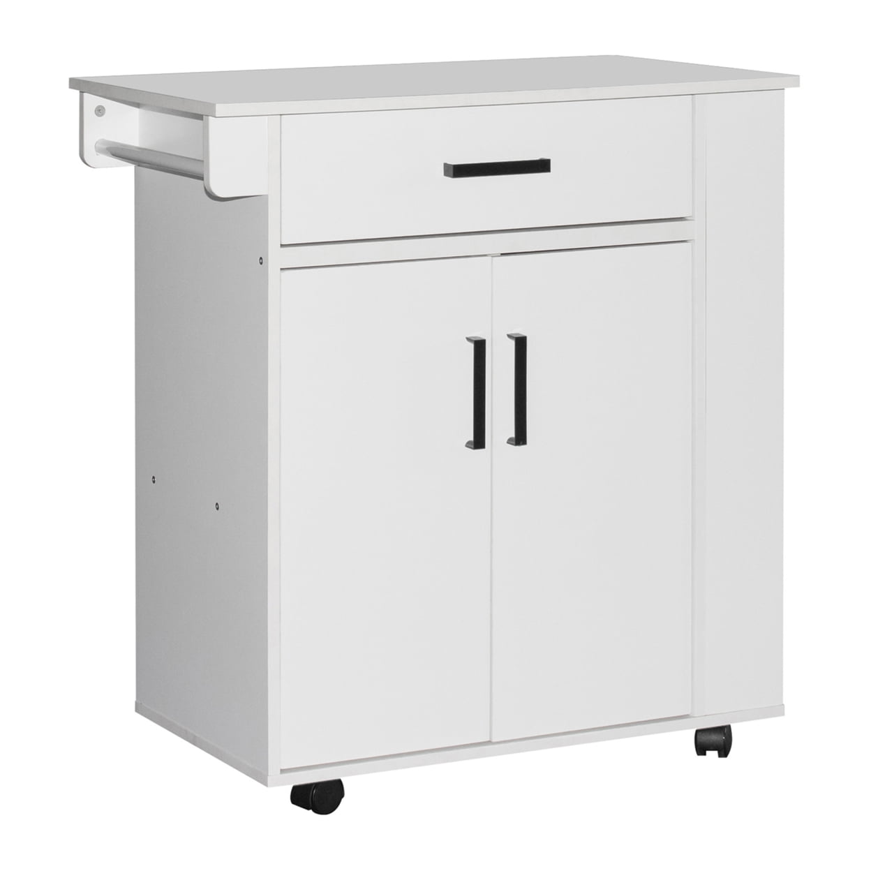 Home Furniture Shelby Rolling Kitchen Cart with Storage White