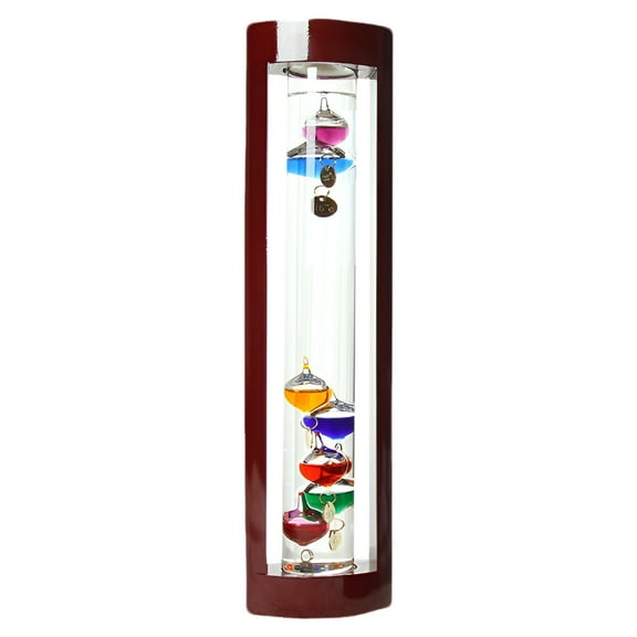 Home Galileo 14 inch Glass Thermometer with 5 Multi Colored Spheres in Fahrenheit and with Gold Tags