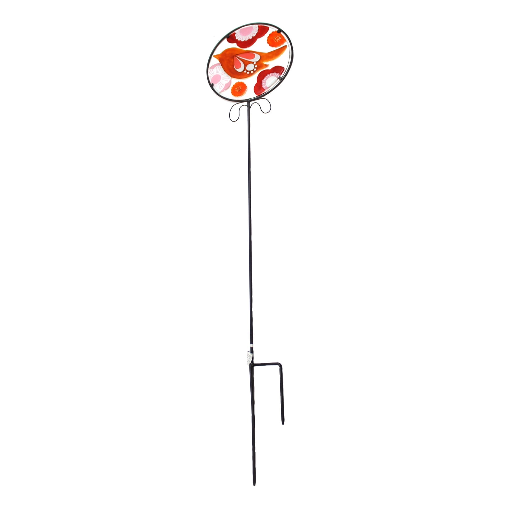 Vibrant Glass Bird and Flower Garden Yard Stake