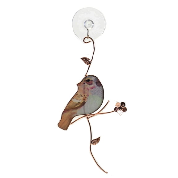 Home & Garden Bird Sun Catcher Glass Flower Suction Cup Er68921 Brown