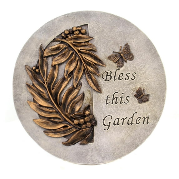 Home & Garden Bless This Garden Stone Polyresin Leaves Butterfly 12068