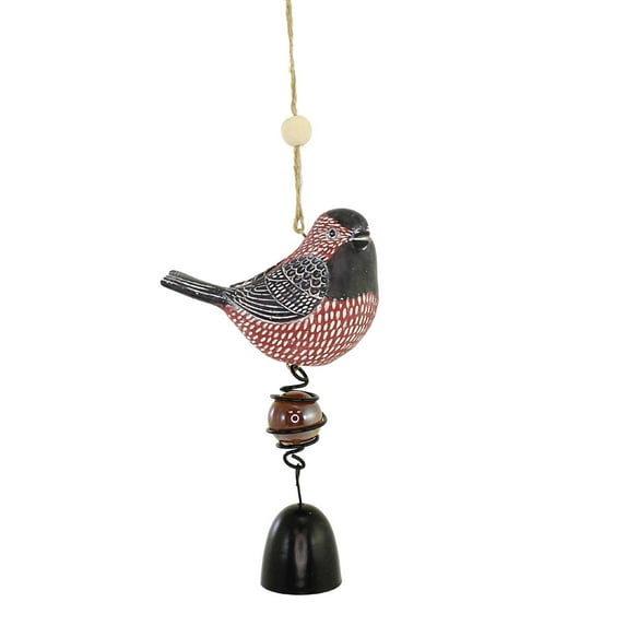 Home & Garden Bright Bird Bell Polyresin Hanging Yard Decor A7211 Red
