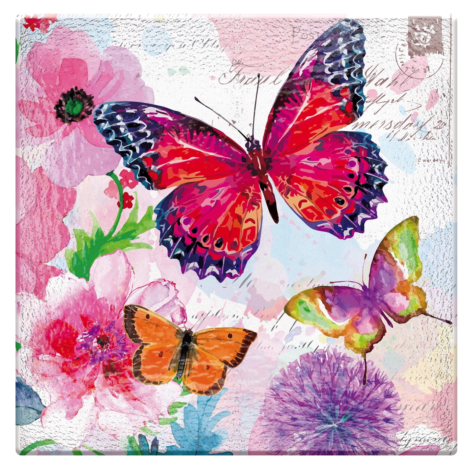 Home & Garden Butterfly Prints Bird Bath Glass Flowers 2Gb851.