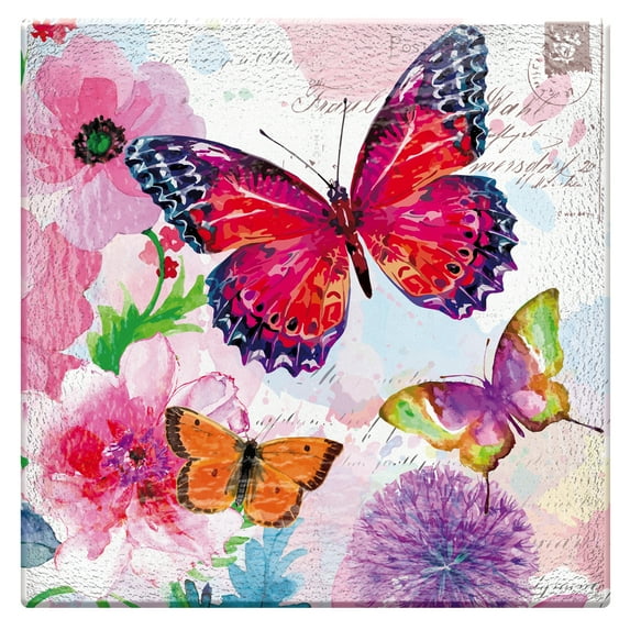 Home & Garden Butterfly Prints Bird Bath Glass Flowers 2Gb851.