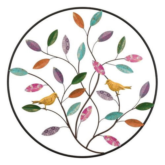 Home & Garden Circle Tree Of Life Wall Decor Metal Birds Leaf 12064.