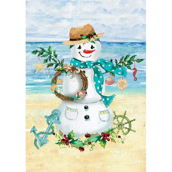 Home & Garden Coastal Snowman Flag Polyester Double Sided 4410Fm