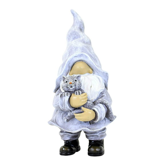 Home & Garden Gnome With Kitten Polyresin Garden Statue 12490