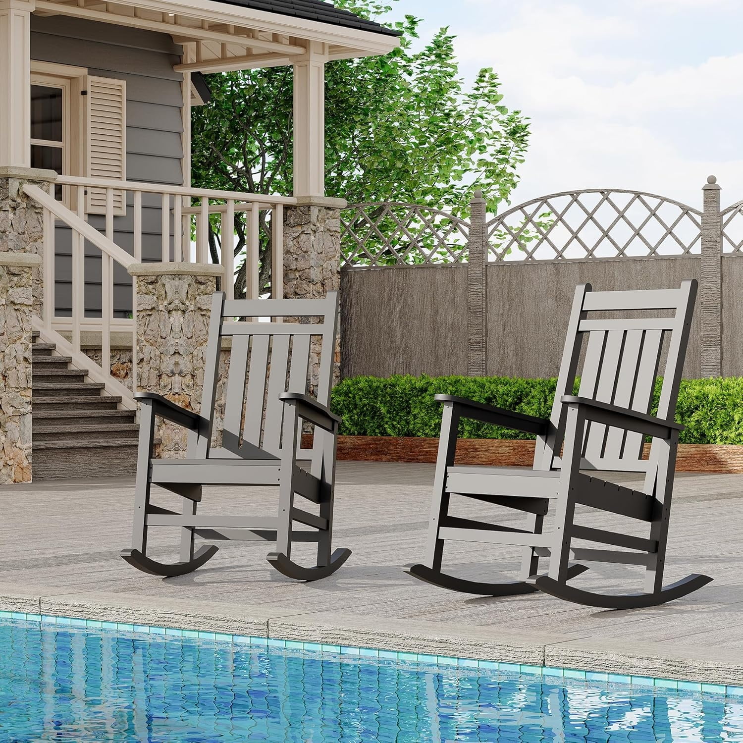 Home Garden HDPE Oversized Rocking Chairs for Outside, All Weather ...