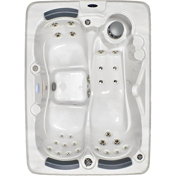 Home & Garden HG38 3-Person Hot Tub with 38 Therapy Jets and Digital Controls Sterling or White Acrylic Interior and Mocha Exterior Cabinet - Ideal for Backyard Relaxation and Hydrotherapy