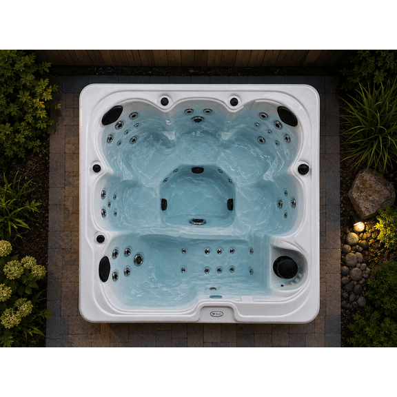 Hydro Spas HYD-71 6-Person Hot Tub with 71 Therapy Jets and Digital Controls Sterling or White Acrylic Interior and Mocha Exterior Cabinet - Ideal for Backyard Relaxation and Hydrotherapy
