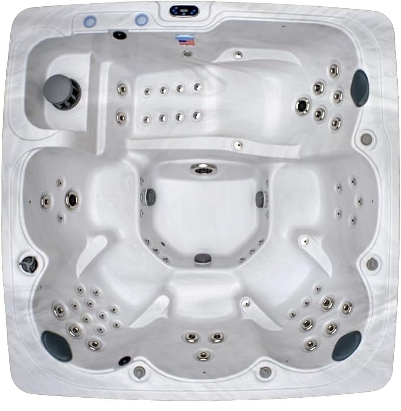 Home & Garden HG90 6-Person Hot Tub with 90 Therapy Jets and Bluetooth Audio – Sterling or White Acrylic Interior and Mocha Exterior Cabinet - Ideal for Backyard Relaxation and Hydrotherapy