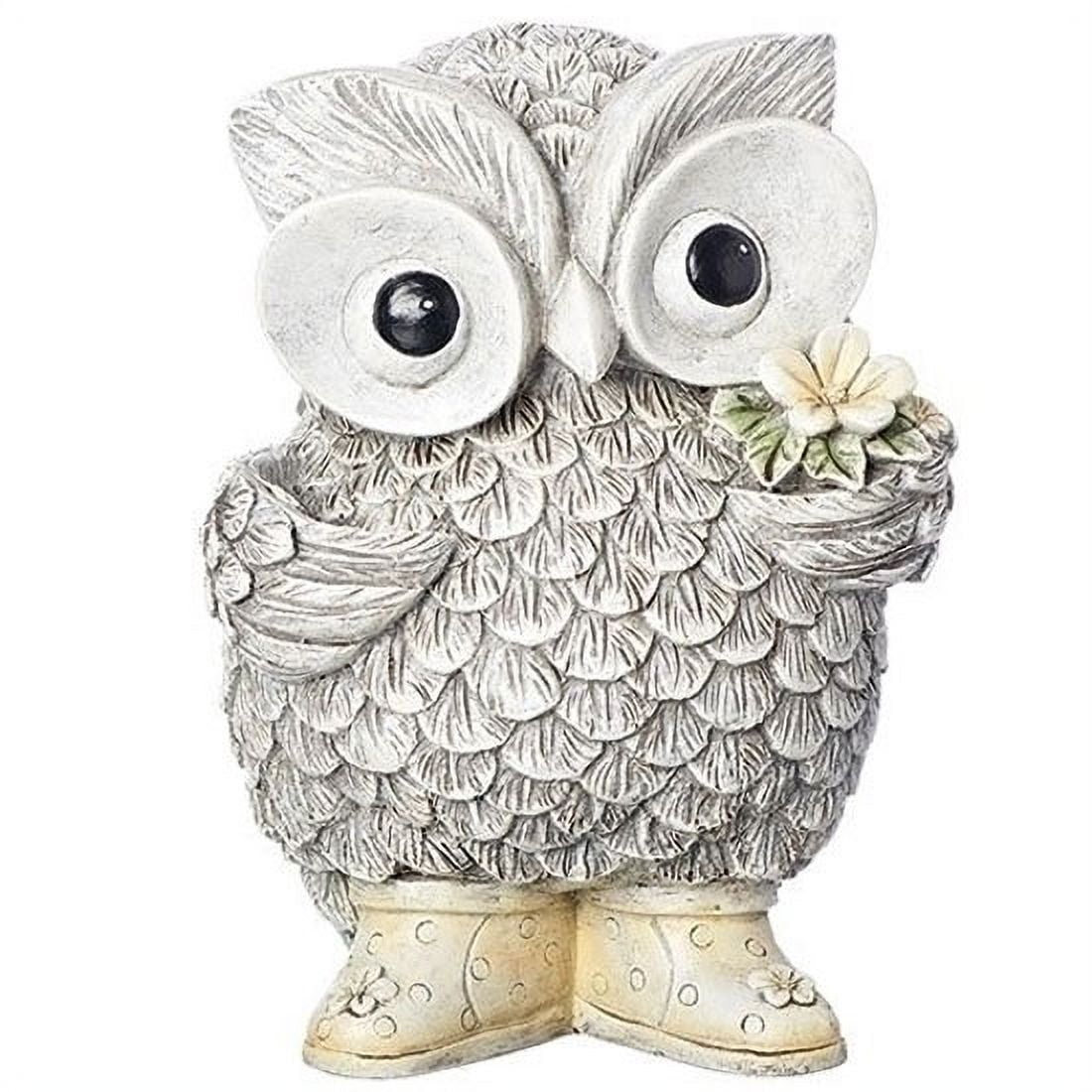 8.75" Gray and Yellow Resin Owl Garden Statue