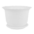 thumbnail image 1 of Home Garden Plastic Floral Pattern Cactus Aloe Plant Flower Pot White w Tray, 1 of 7