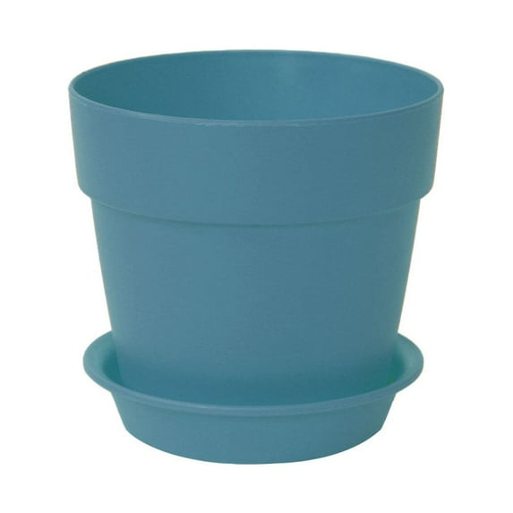 Home Garden Plastic Gardening Round Design Plant Flower Holder Planter Pot Tray Teal Blue