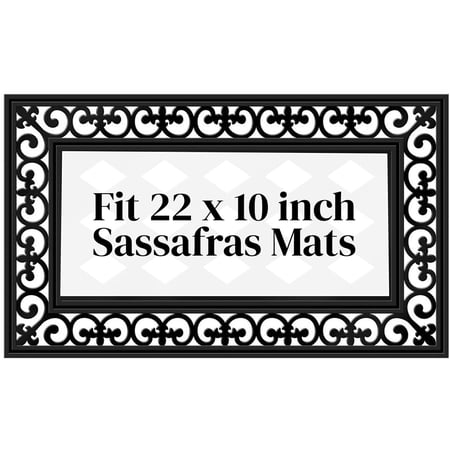Sassafras Tray Black Scroll Front Door Mat Outdoor Fits 22"x10" Inserts