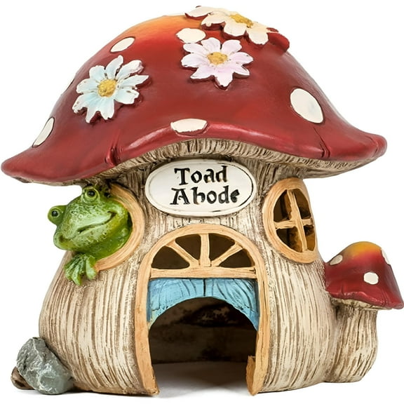 Home & Garden Toad Abode Garden Statue Polyresin Frog House Mushroom 65905