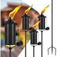 thumbnail image 1 of Home Garden Torch Set of 4, 16oz Outdoor Metal Torch Garden Décor, 59-Inch Upgraded Citronella Torches with 3-Prong Grounded Stake, Metal Light Torches for Party Patio Pathway, 1 of 9