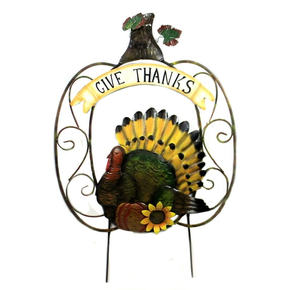 Home & Garden Turkey In Pumpkin Stake Thanksgiving Harvest Outdoor 30633809