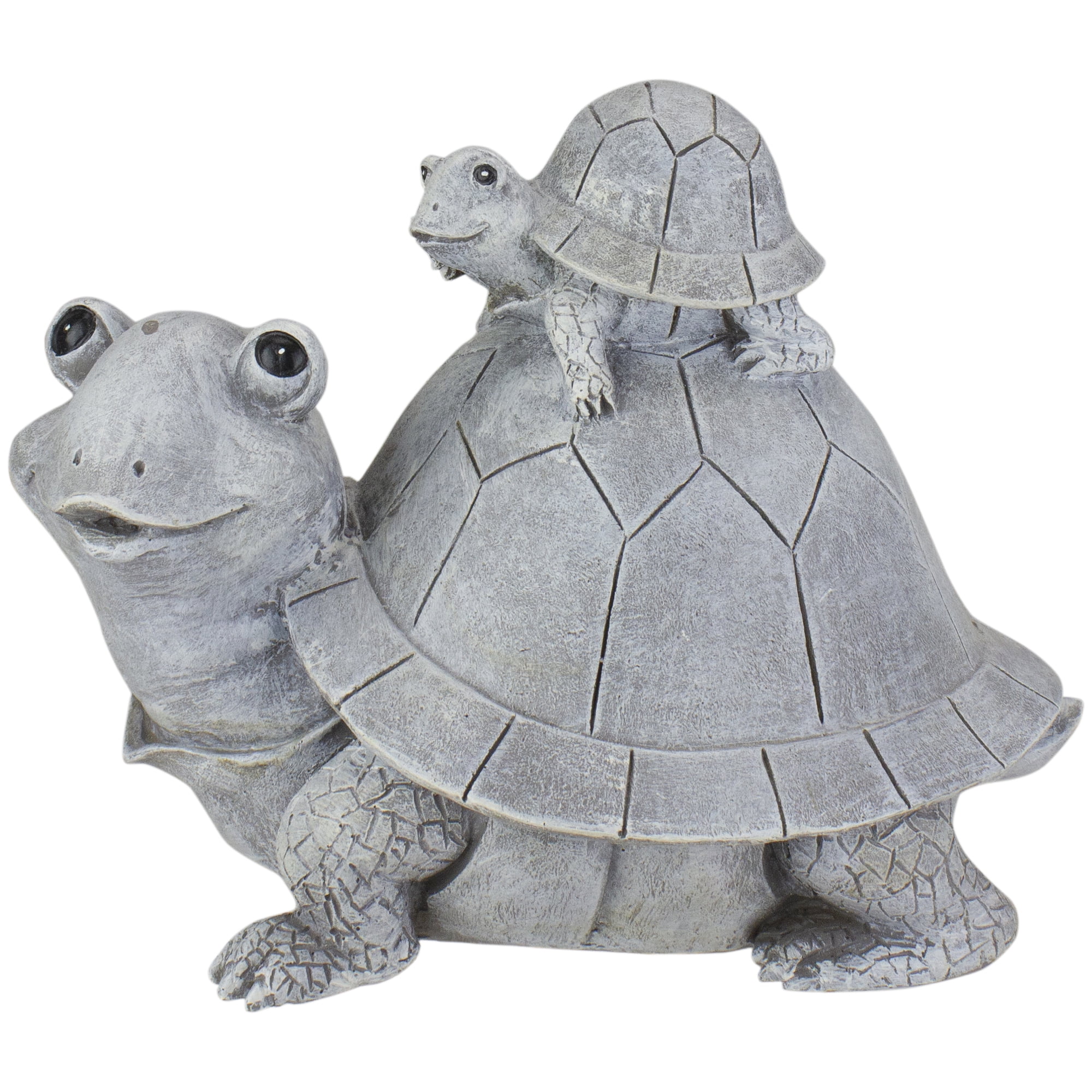 Light Gray Resin Mother and Baby Turtle Garden Statue