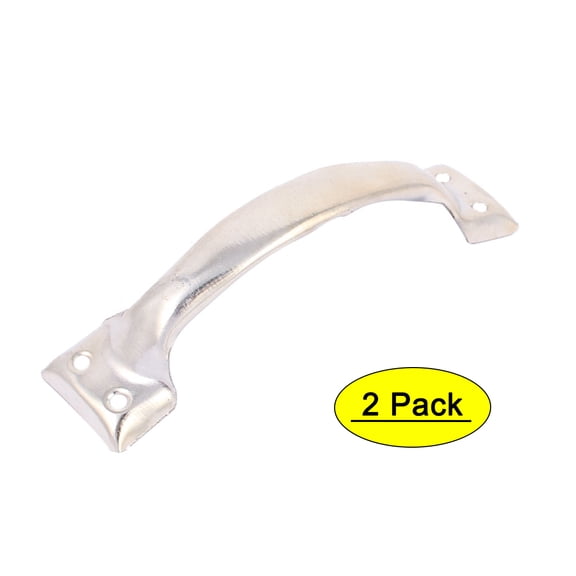 Unique Bargains Home Gate Door Metal 4 Holes Pull Handle Grip Grasp Silver Tone 2pcs