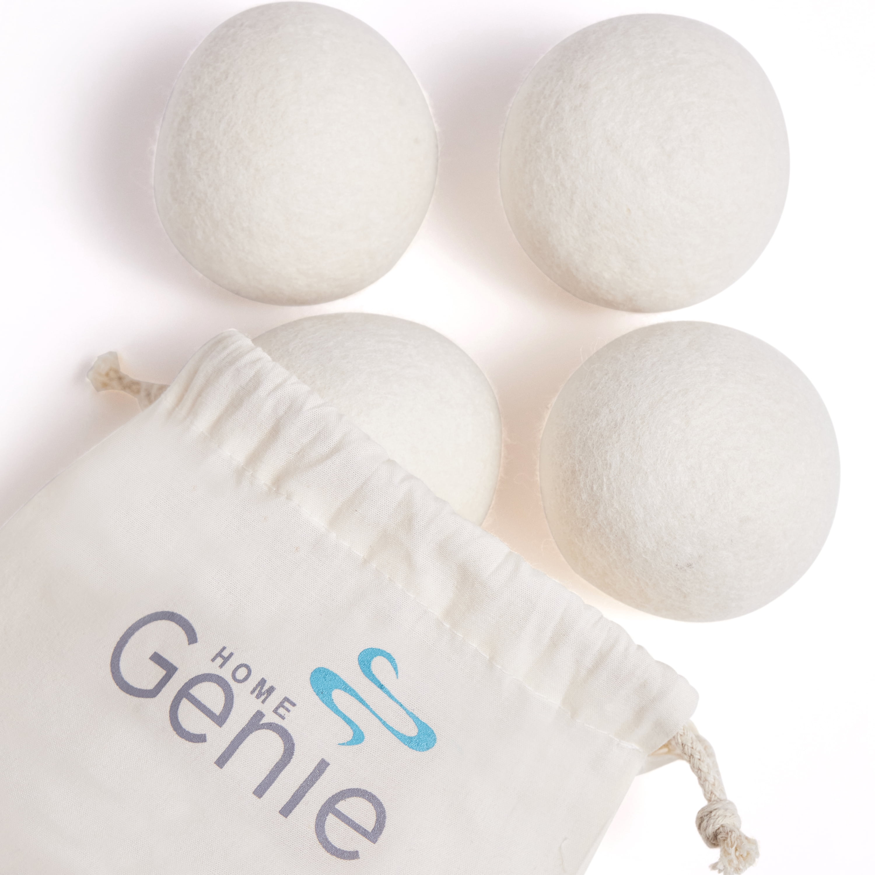 Dryer Balls, Wool Ball Reusable for Over 400 Loads, 4 Pack, Natural Fabric Softener by Home Genie